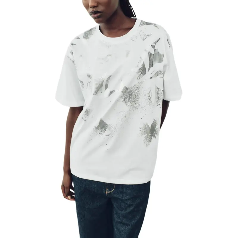 ZARA T-Shirts Women's Silver-3