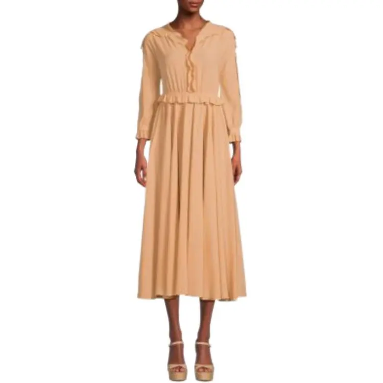 Bottega Veneta Long Sleeved Dresses Women's Orange-1