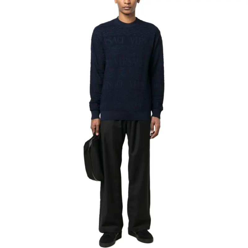 VERSACE Logo Jacquard Crewneck Sweater-2