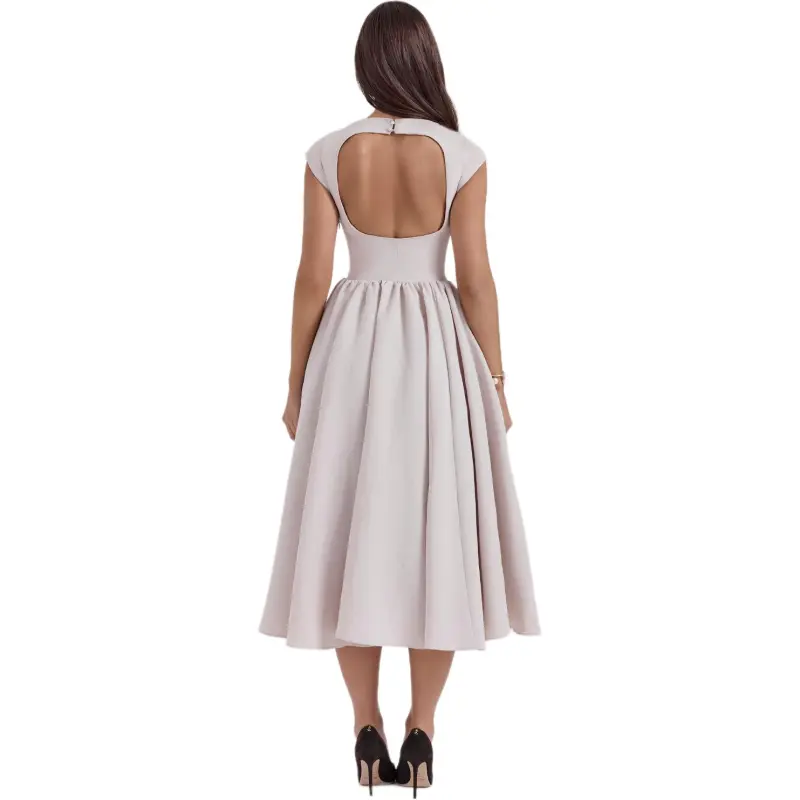 HOUSE OF CB Debutante Short Sleeved Dress Women's Dove/White Gray-3