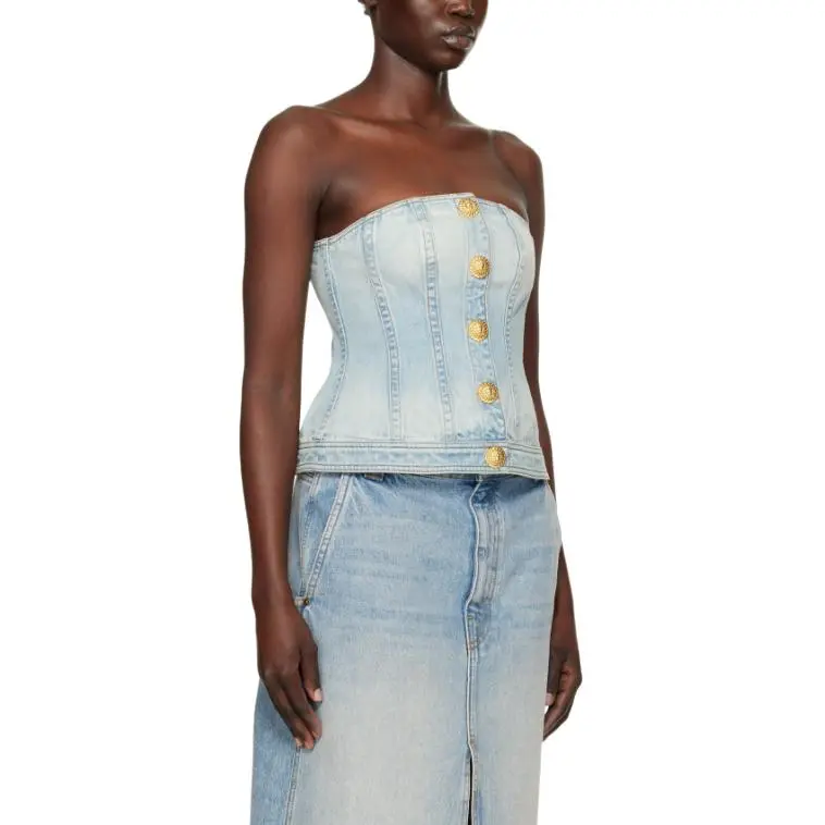 BALMAIN Denim Corset Top-2