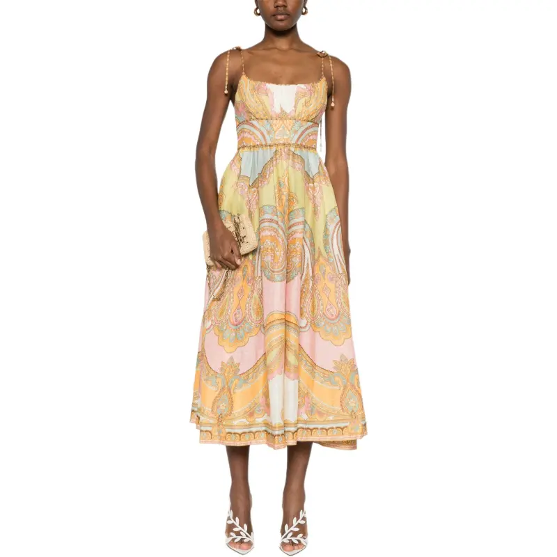 Zimmermann Maxine Picnic Spaghetti Strap Midi Dress-1