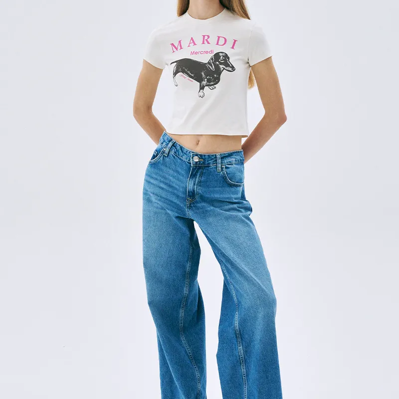 MARDI MERCREDI SS25 T Shirt Korean Style Women's White/Pink-1