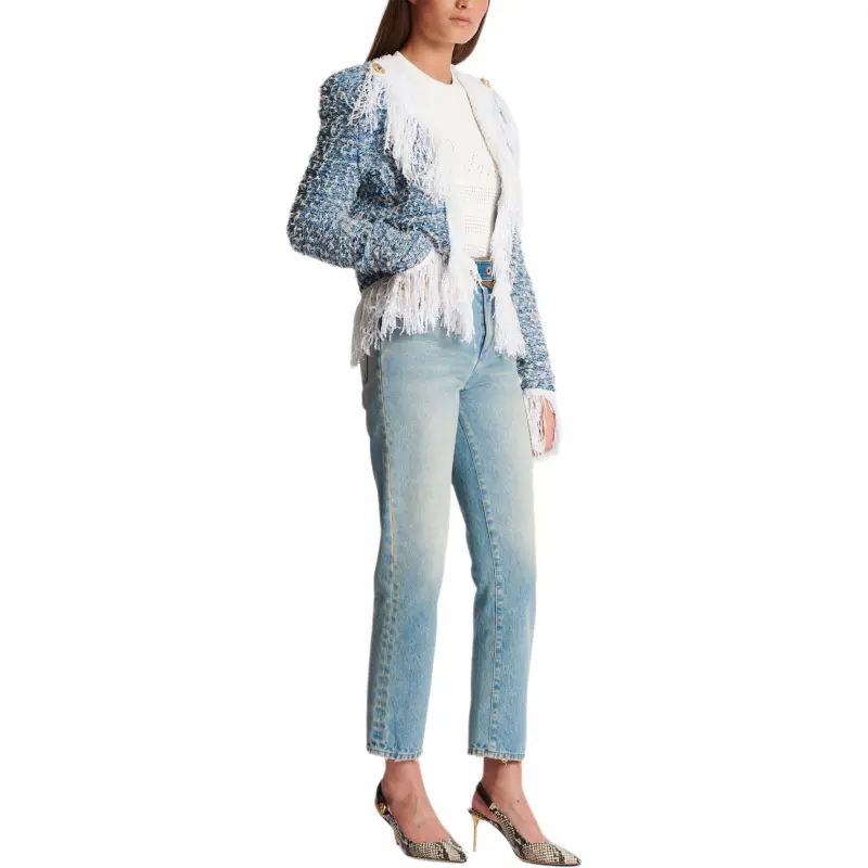BALMAIN Tweed Denim Jacket-4