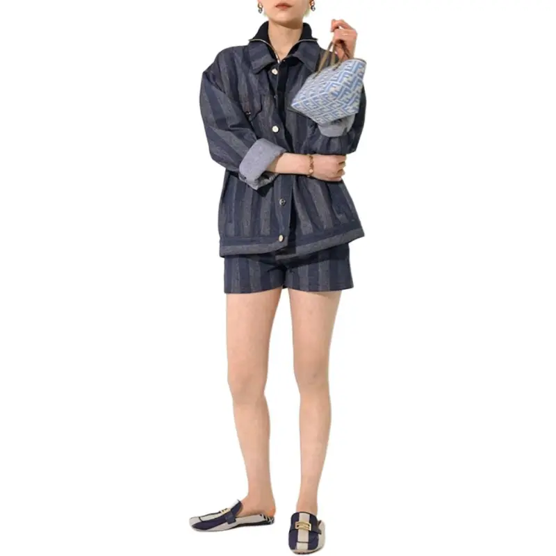 FENDI Striped Button Up Jacket-2