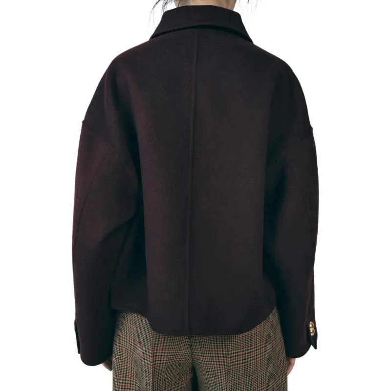 ZARA ZW Series Jackets Coats Women's Burgundy Burgundy-4