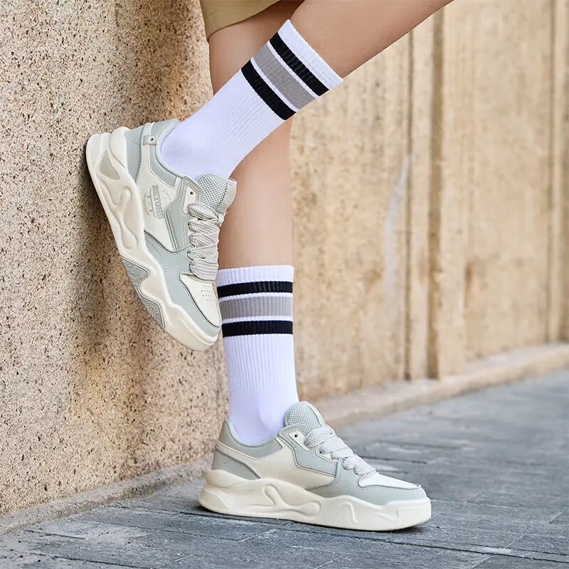 361° Jincheng Durable Breathable Low-Top Skateboard Shoes Women's White Gray-5