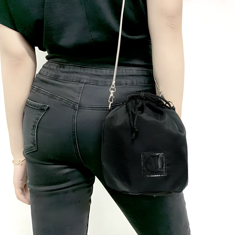 EDT Polyester Bucket Bag Shoulder Bag Crossbody Bag Small Size Unisex Black-4