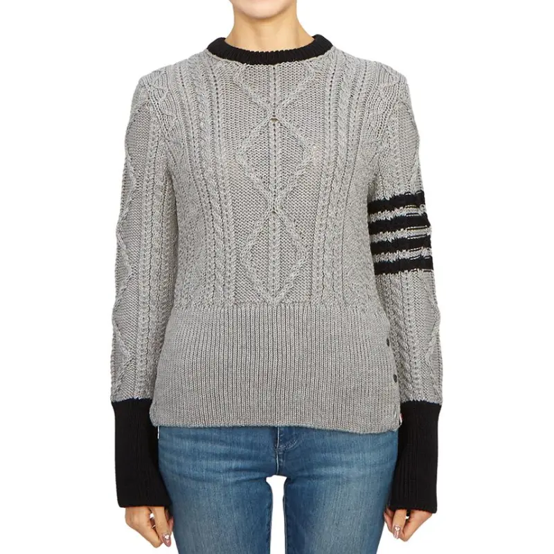 THOM BROWNE Signature 4-Bar Stripe Crewneck Pullover-2