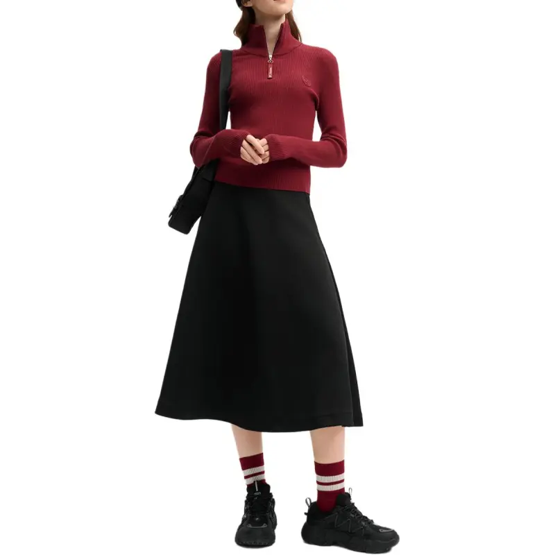 FILA x ETUDES Sweater Women's Song Wei Wang Burgundy-3