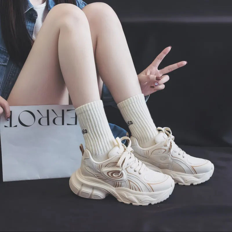 Warrior Height Increasing Wear Resistant Slip Resistant Low Top Chunky Sneakers Women's-6