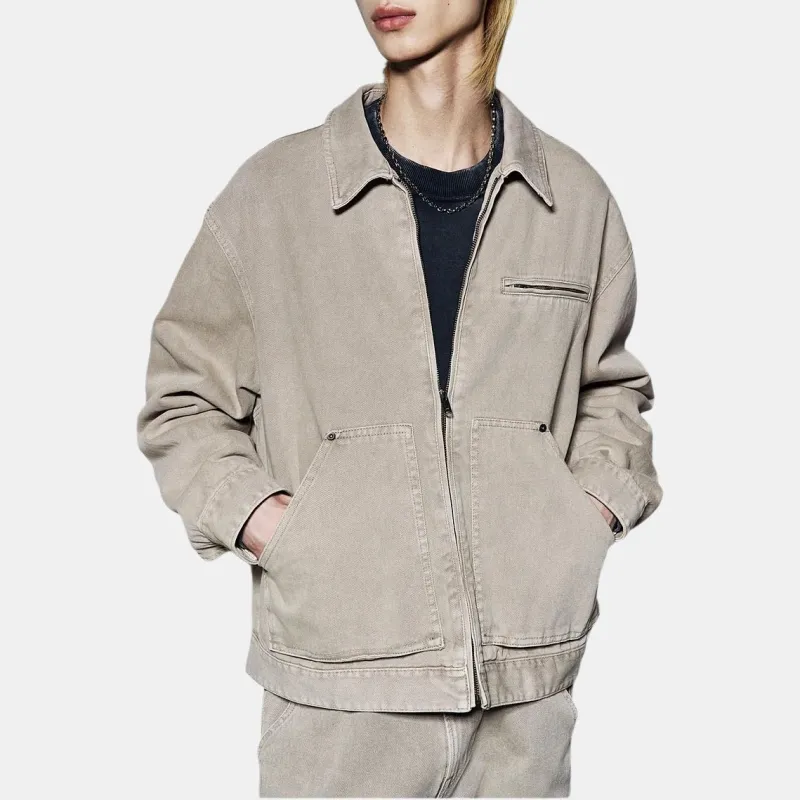 H&M Denim Jacket Men's Khaki Green-2