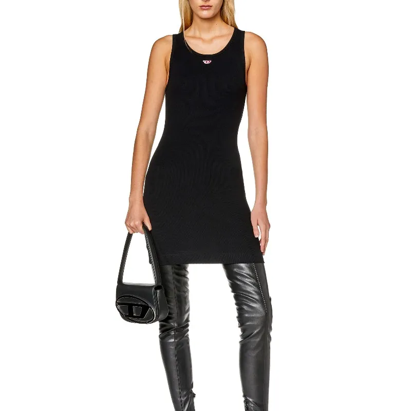 DIESEL 1DR-Iconic Nappa Leather Shoulder Bag Black-8