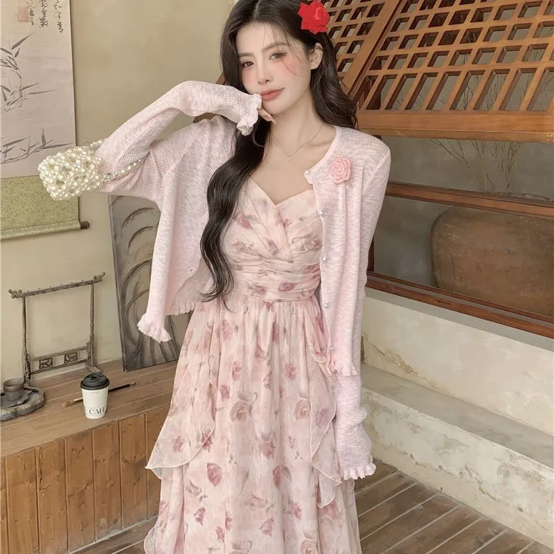 GULIANFEI Slip Dresses Women's Pink Camisole Dress-2