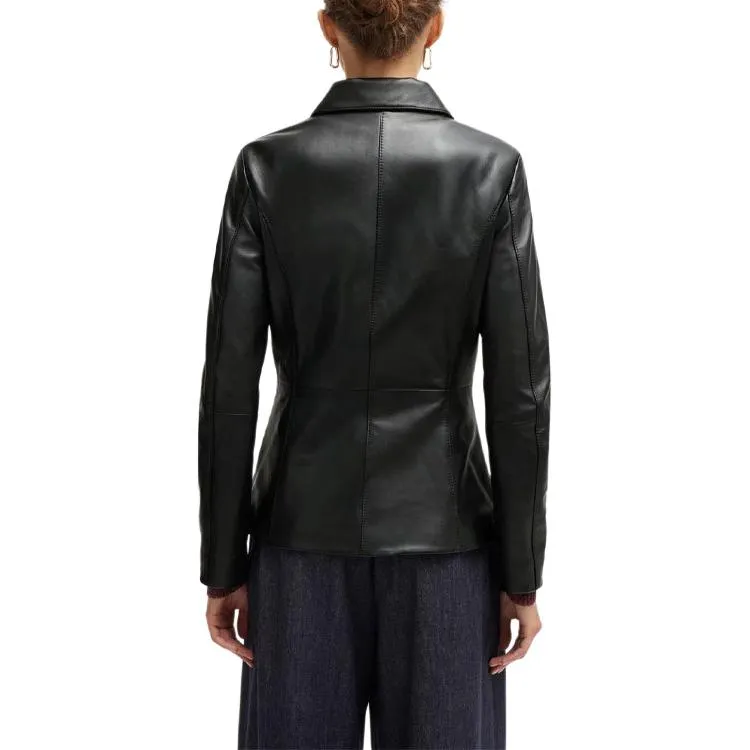 HUGO BOSS Leather Jacket Women's Black-2