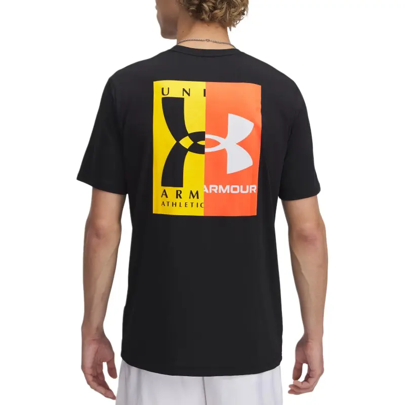 Under Armour T Shirt Men's Black/White/Campus Gold-3
