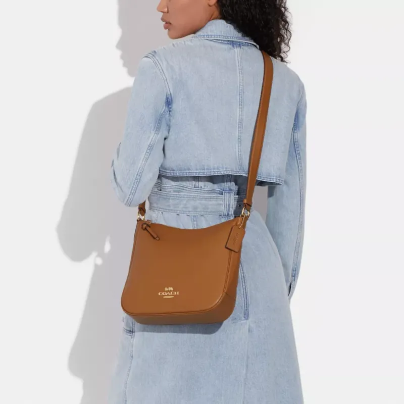 COACH Ellie Refined Pebble Pattern Leather Handbag, Shoulder Bag, Crossbody Bag Medium Size Women's Brown-3