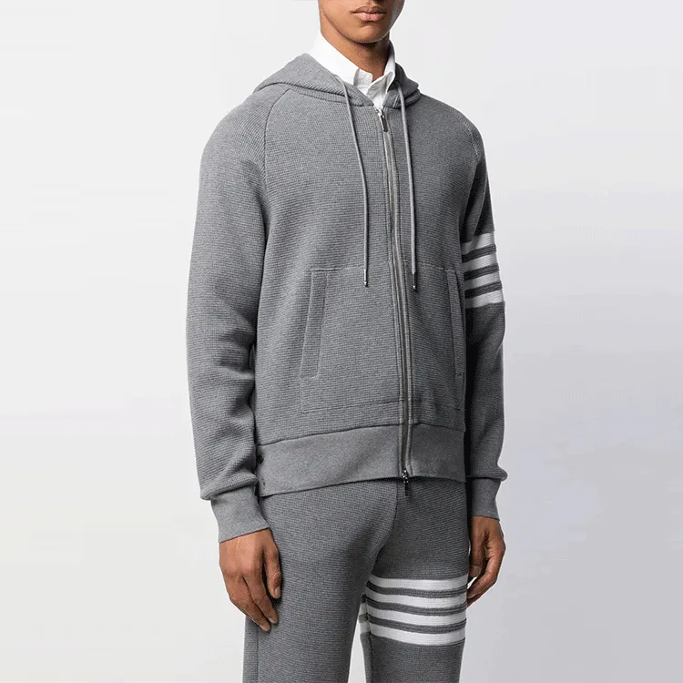 THOM BROWNE 4 Bar Raglan sleeve Waffle Stitch Hoodie-3