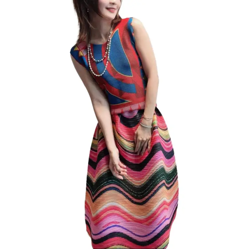 PLEATS PLEASE ISSEY MIYAKE FW22 Casual Long Skirts Women's Pink-4