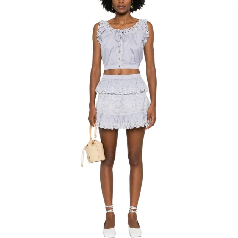CELINE Embroidered Mini Skirt In Striped Cotton And Cashmere-2