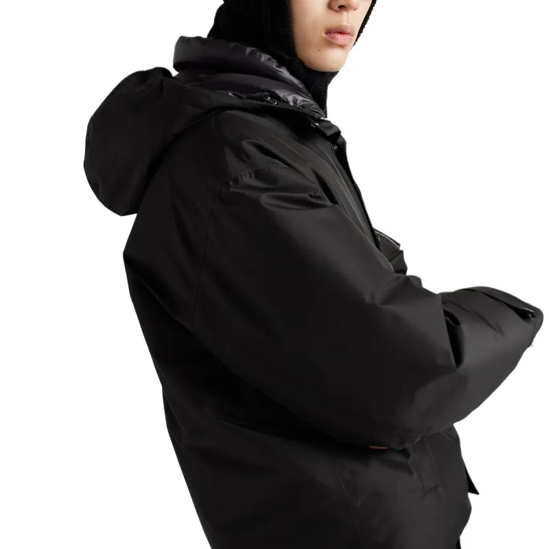 PRADA Buttoned Curved Hem Down Jacket-4