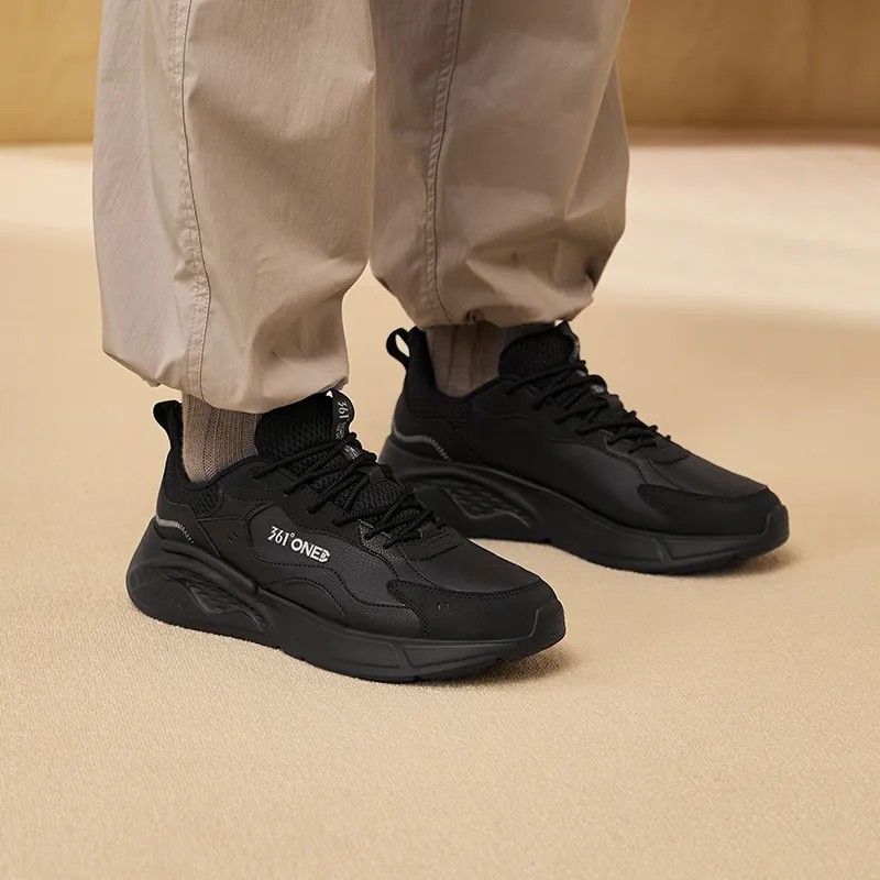 361° Cushioned Slip Resistant Low Top Casual Shoes Men's Black Gray-3