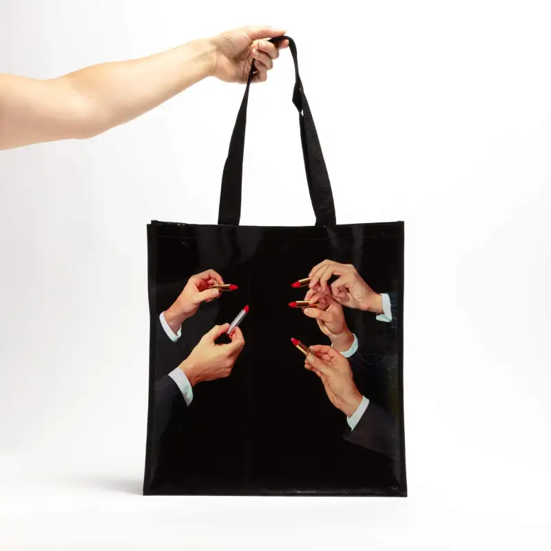 SELETTI Polypropylene Tote Bag Shopping Bag Shoulder Bag Handbag Women's Black-4