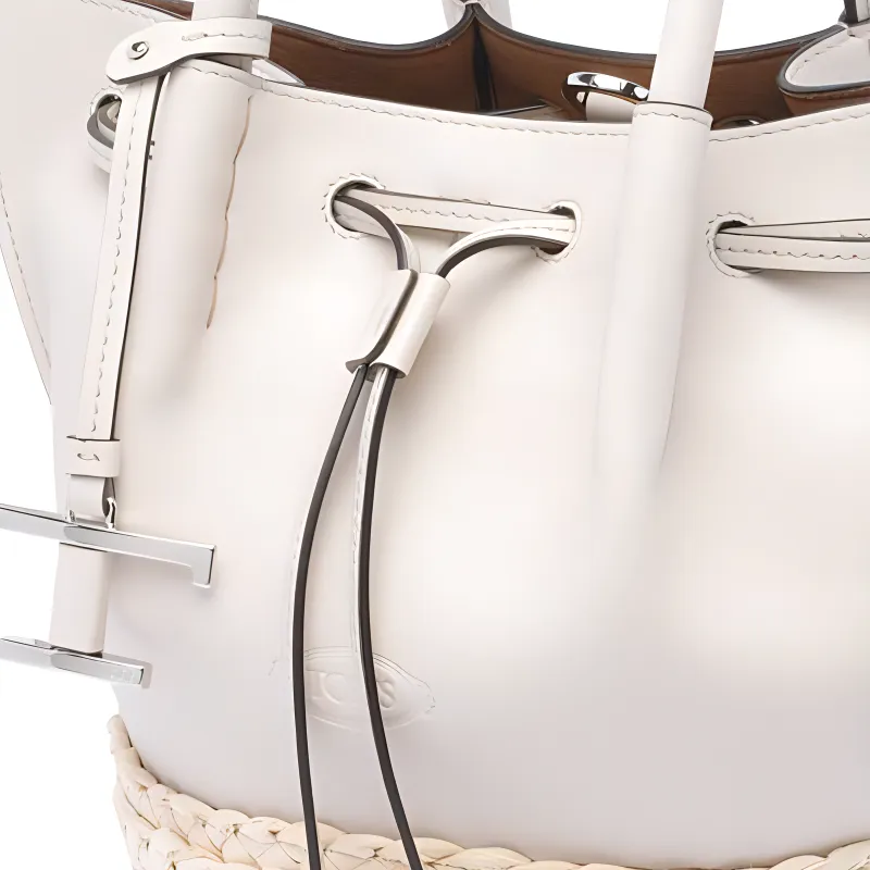TOD'S Cow Leather Tote Bag Shopping Bag One Shoulder Handbag Women's White-3