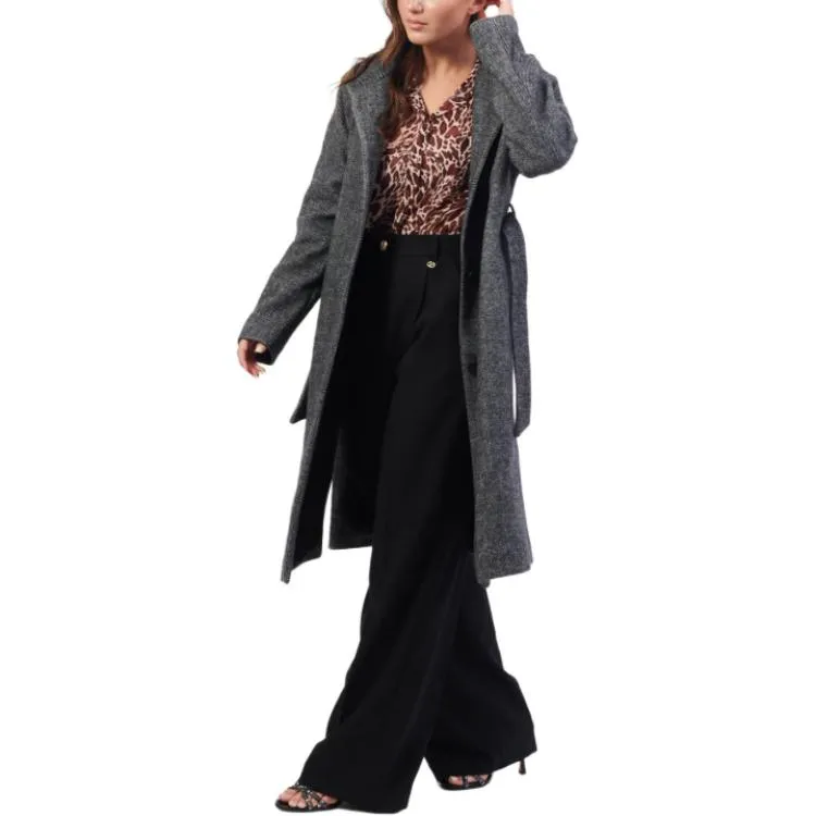 ARMANI EXCHANGE High Neck Tied Waist Buttoned Coat-3