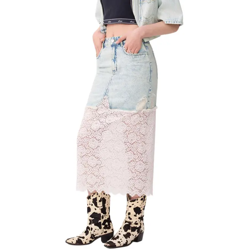 CHUU Casual Short Skirts Women's Light Denim Blue-3