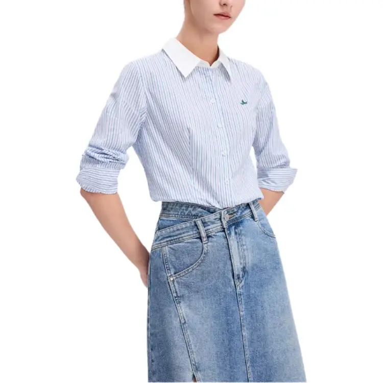 NAVIGARE Shirt Women's 0027 White Base Blue Pattern-2