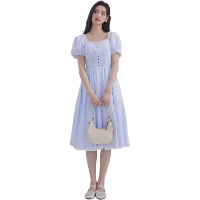 DEAR DEER PUFF Short-Sleeved Dresses Women's Stripes-11