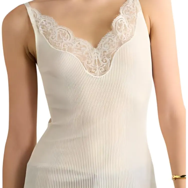 SAINT LAURENT Laced Ribbed Tank Top-3