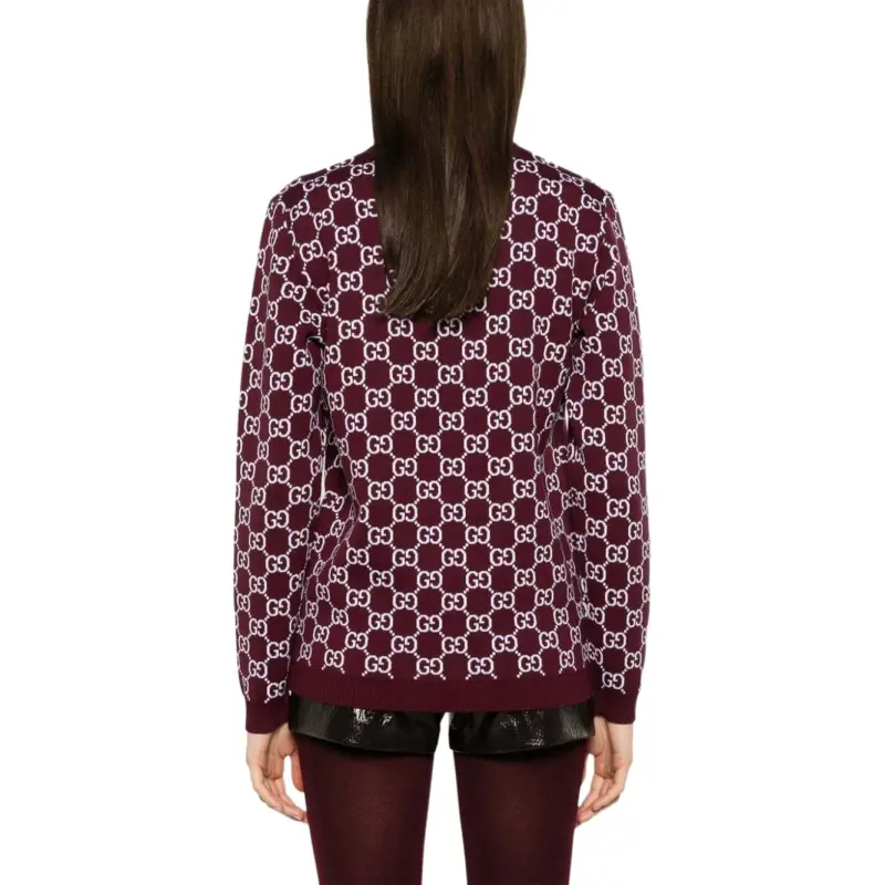 GUCCI Reversible Gg Jacquard Button Up Cardigan-2