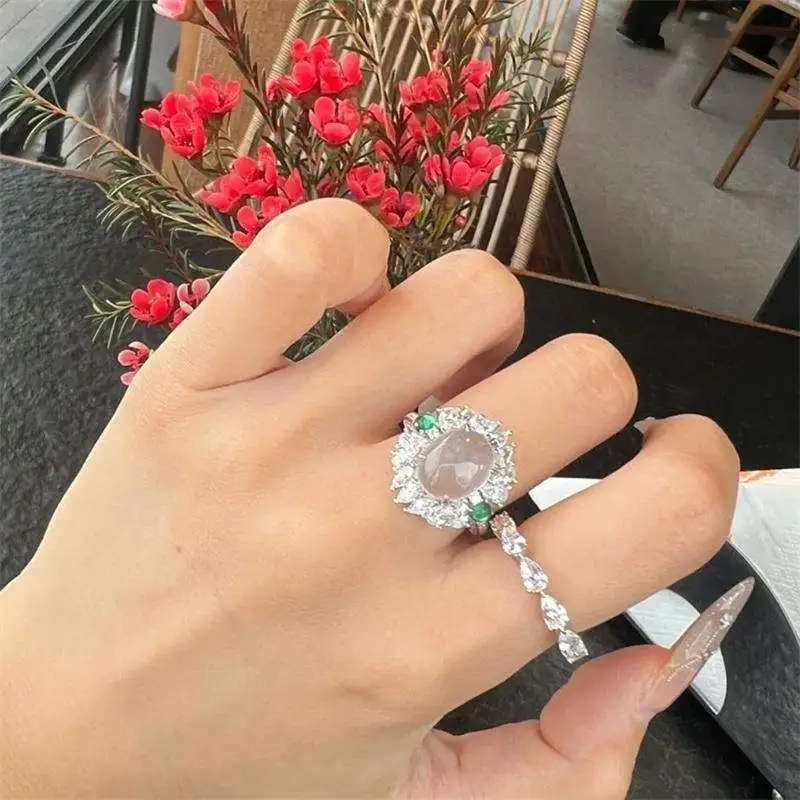 JUNWEN Chalcedony Rings Women's-12