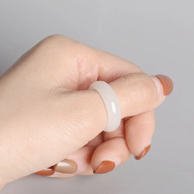 Ingenuity Hetian Jade Rings Unisex White Jade-4