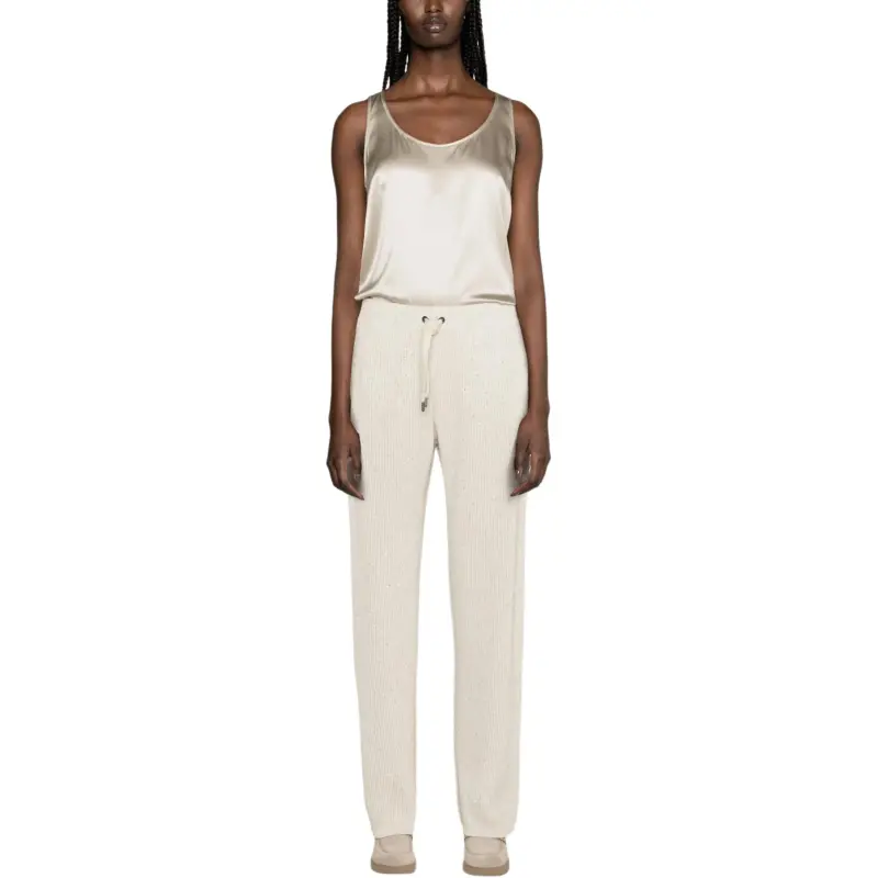 Brunello Cucinelli Sequin Embellished Ribbed Trousers-2