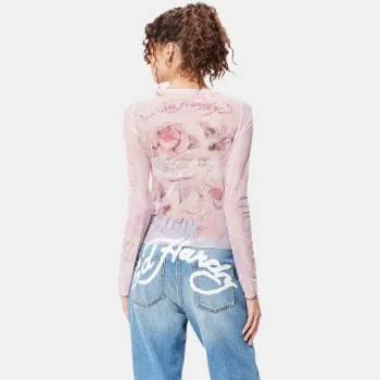 Ed Hardy Regular T-Shirt Women's Cherry Blossom Pink