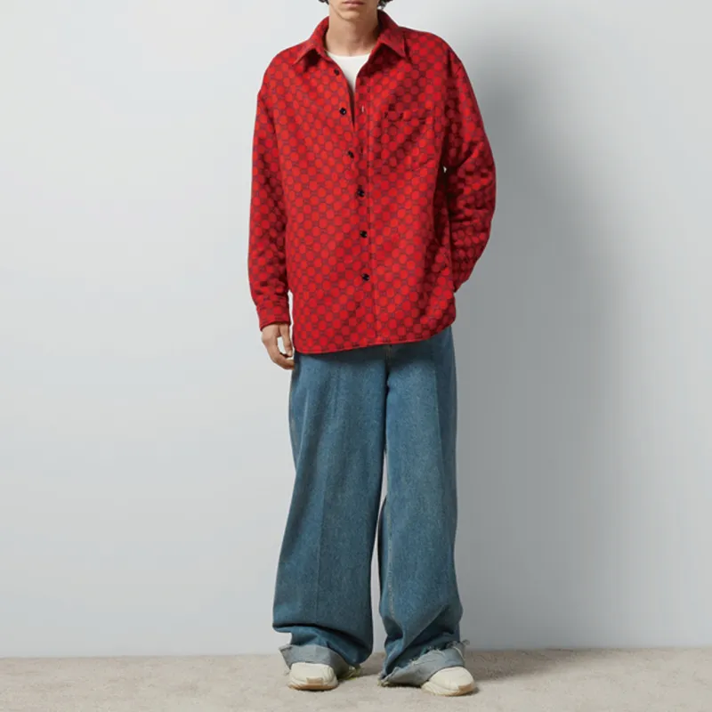 GUCCI Monogrammed Collared Long-Sleeve Shirt-5