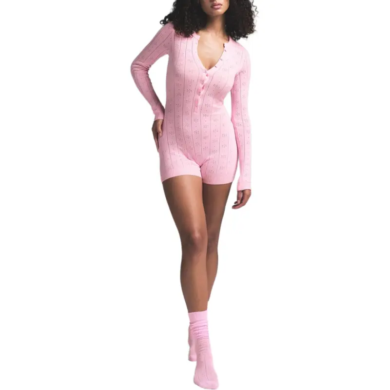 SKIMS FW24 Fake Day Collection Sweater Poinelle Onesie Bodysuits Women's BABY PINK/Light Pink-1
