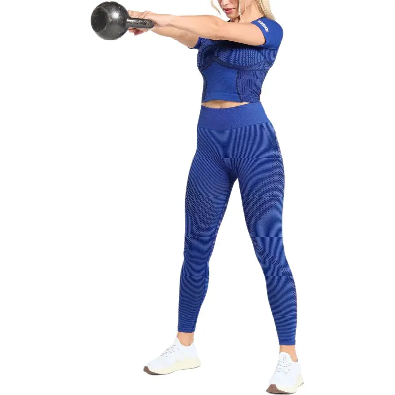 GYMSHARK Sport Seamless Midi Top Workout Clothing Women's Power Blue/Light Blue-3