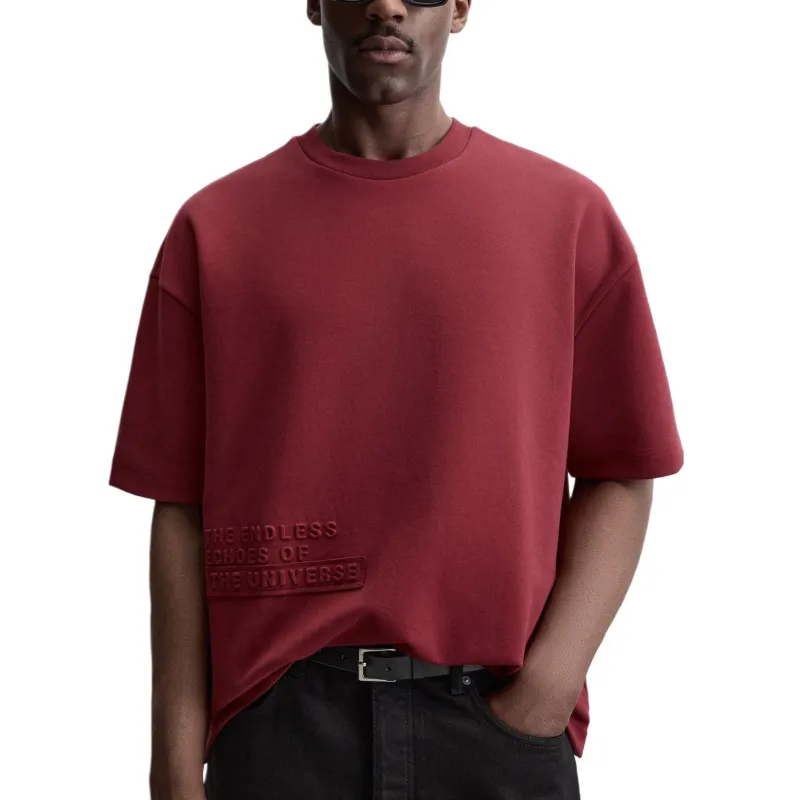 ZARA T-Shirt Men's Burgundy Burgundy-3