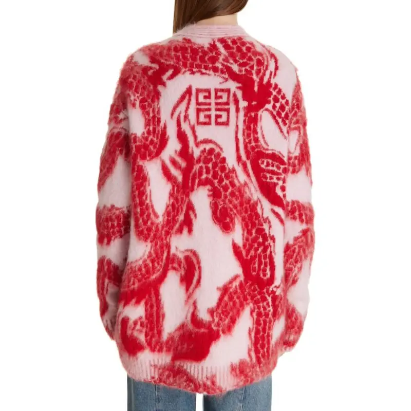 Givenchy Easy Fit V Neck Cardigan 'Old Pink'-3