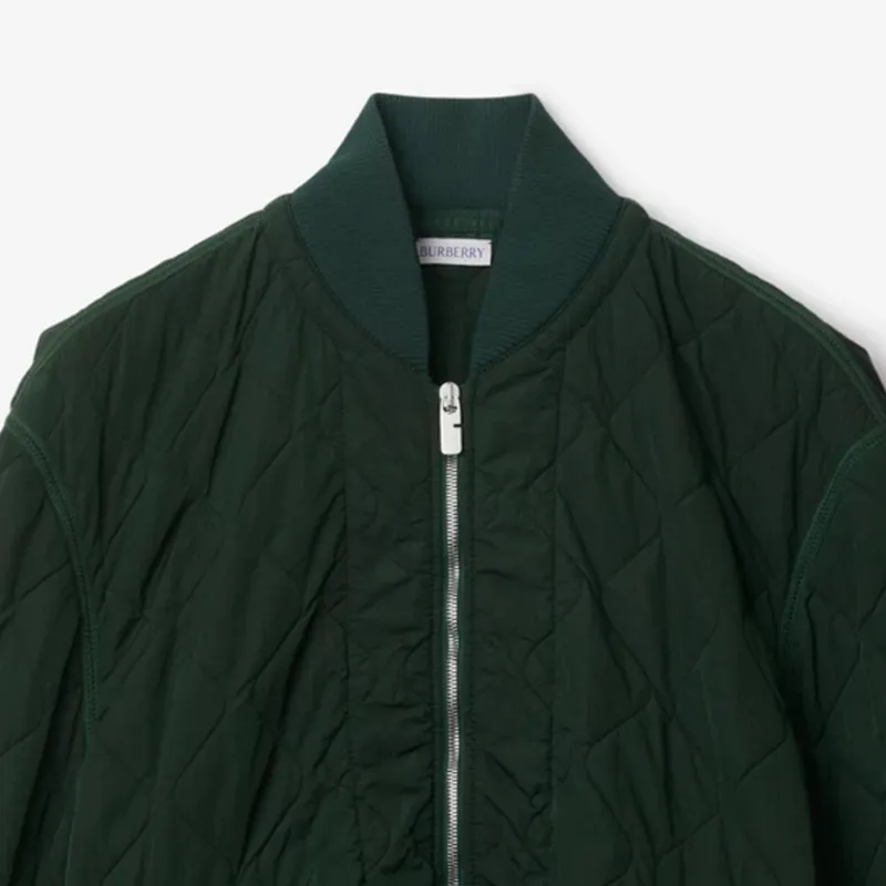 Burberry Long Sleeved Quilted Zip Up Bomber Jacket-6