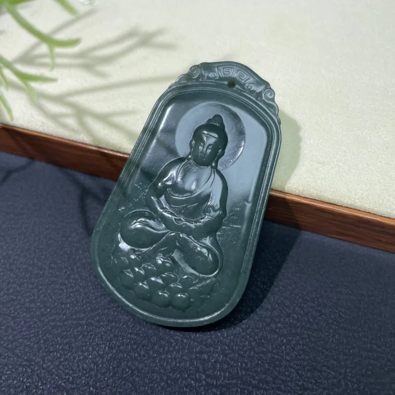 BUDOUXIAOAI Hetian Jade Pendants Green Jade Unisex-2