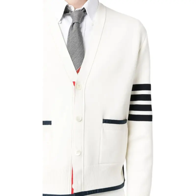THOM BROWNE 4 Bar Striped Cardigan-4