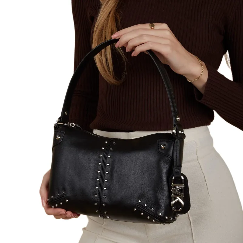 MICHAEL KORS Cow Leather Tote Bag, Shopping Bag, Shoulder Bag, Handbag, Shoulder Bag Tubas Women's Black-4