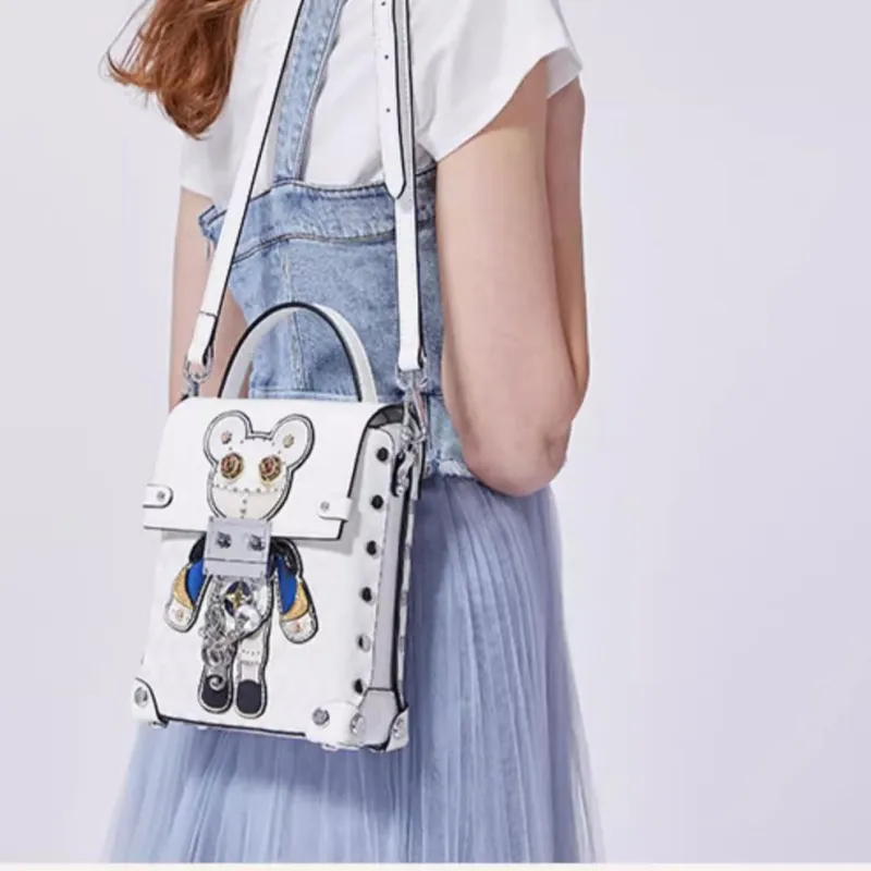 Anthracene Microfiber Synthetic Leather Shoulder Bag, Crossbody Bag, Handbag Regular Women's White-3
