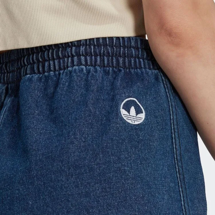Adidas Originals Denim Shorts Women's Blue-4
