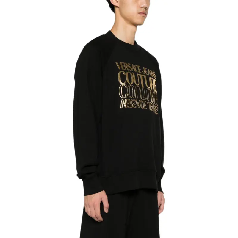 VERSACE Metallic Logo print Cotton Sweatshirt-2